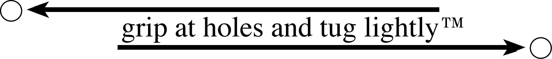 Xbag opening instrs; arrows and words